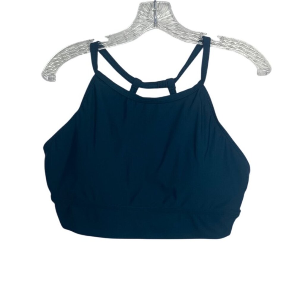 High Neck Strappy Sports Bra Womens Large Green Activewear Workout